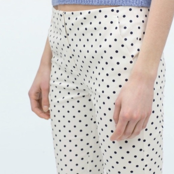 ZARA Polka Dot Ankle Crop Slim Pant - Picture 4 of 6